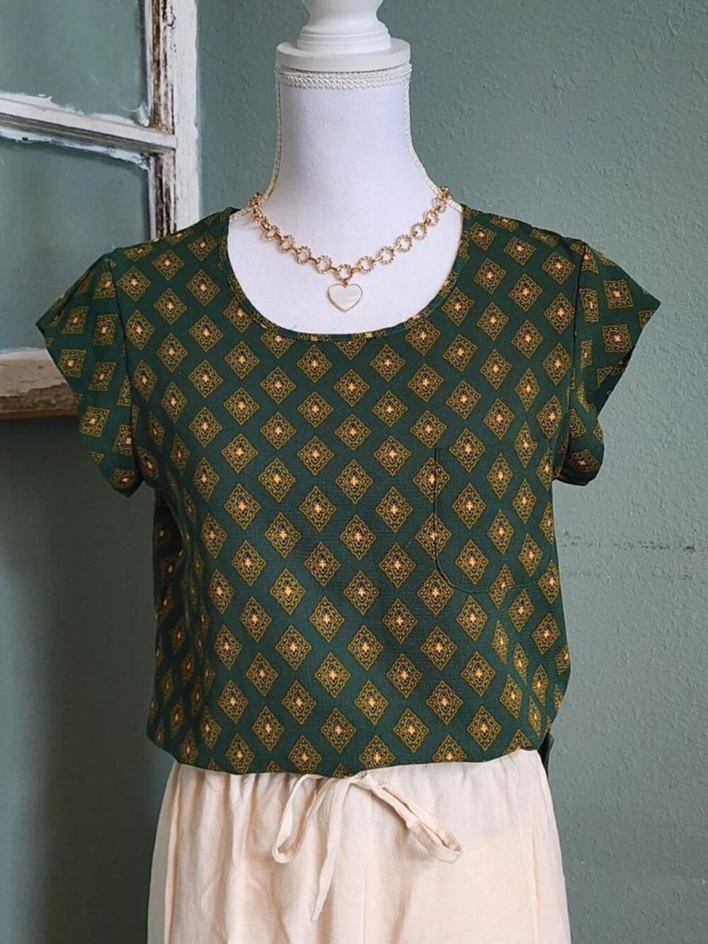 Lily White Women's Green and Gold Blouse